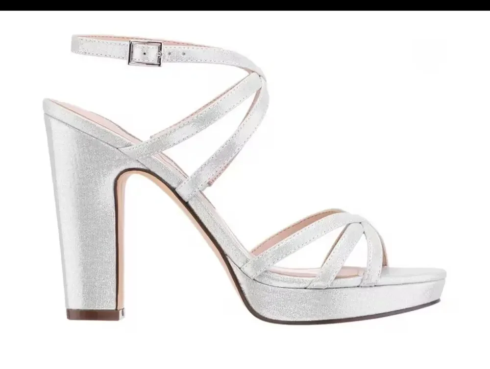 NWB Women's Silver Formal by Nina Sammy-FY Heels Shoes Size 7.5